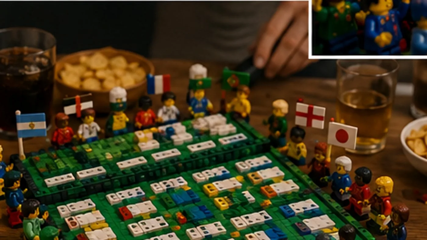 Tableau de pronostics Coupe du monde en LEGO pour soirée entre amis