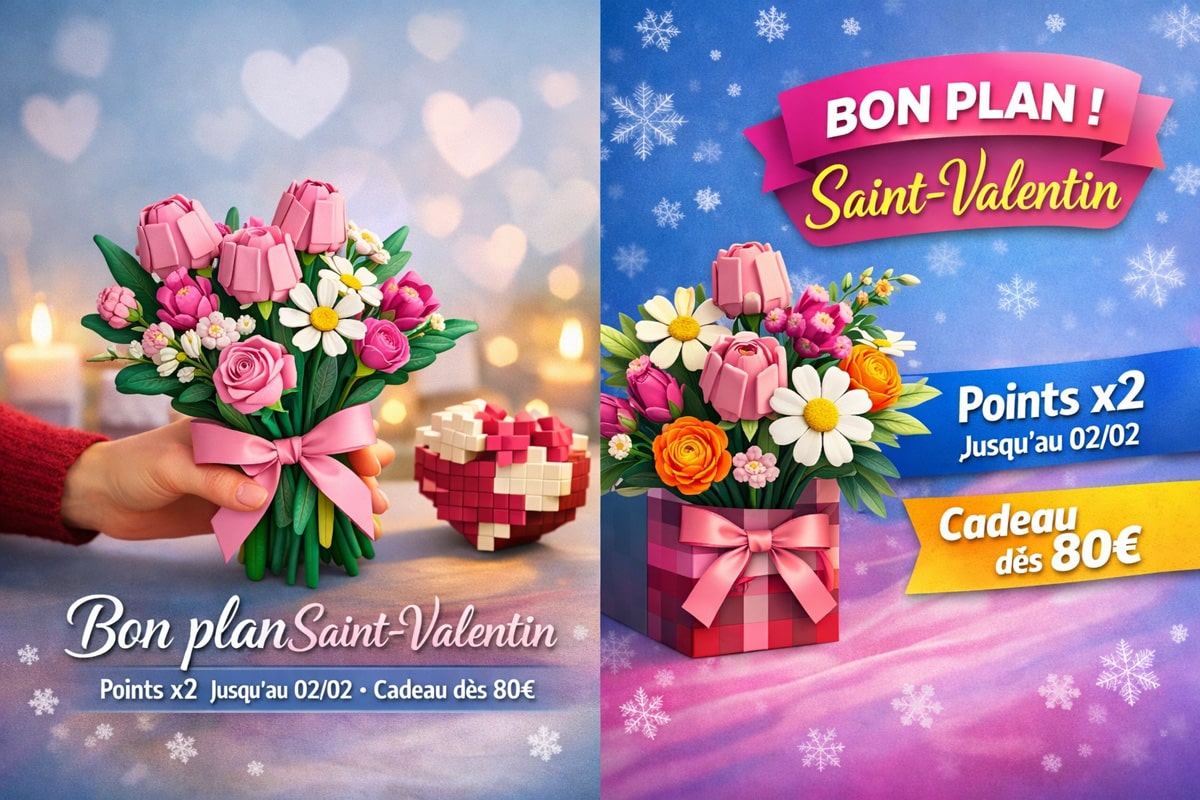 Promotions LEGO Saint-Valentin 2026 : points Insiders doublés et cadeau dès 80€